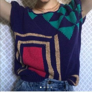 Vintage purple 80s short sleeve sweater